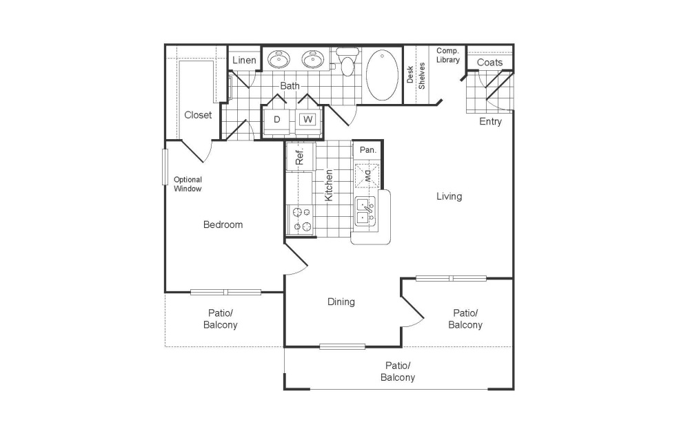 A1R - 1 bedroom floor plan layout with 1 bathroom and 802 square feet A1R - 1 bedroom floor plan layout with 1 bathroom and 802 square feet