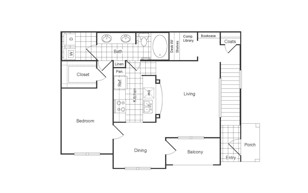 A3R - 1 bedroom floor plan layout with 1 bathroom and 987 square feet A3R - 1 bedroom floor plan layout with 1 bathroom and 987 square feet